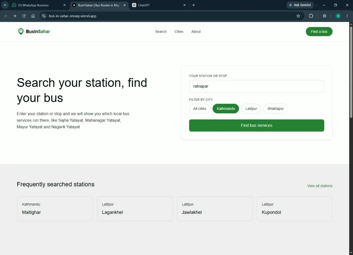 BusInSahar - Local Bus Services Finder