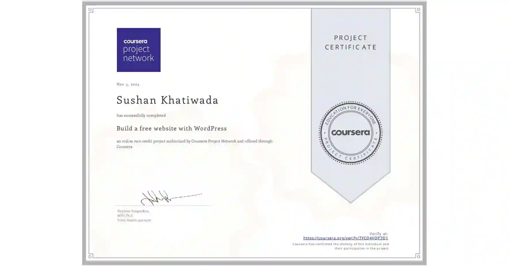 Wordpress certificate